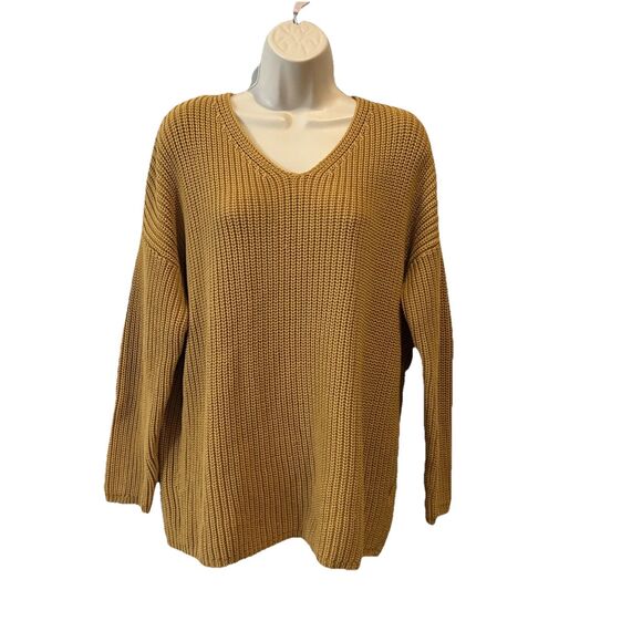 Jenni Kayne Size M Organic Cotton Cabin Oversized Knit Sweater Mustard Yellow - Picture 3 of 10